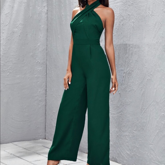 Criss Cross Tied Backless Wide Leg Jumpsuit